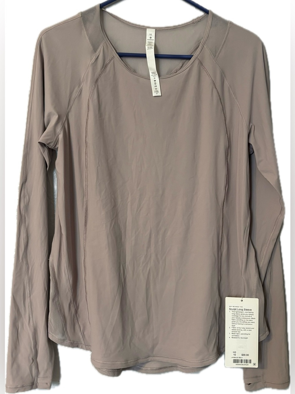 Lululemon Women’s Sculpt Long Sleeve Workout Shirt - Size 10 - Smoky Blush